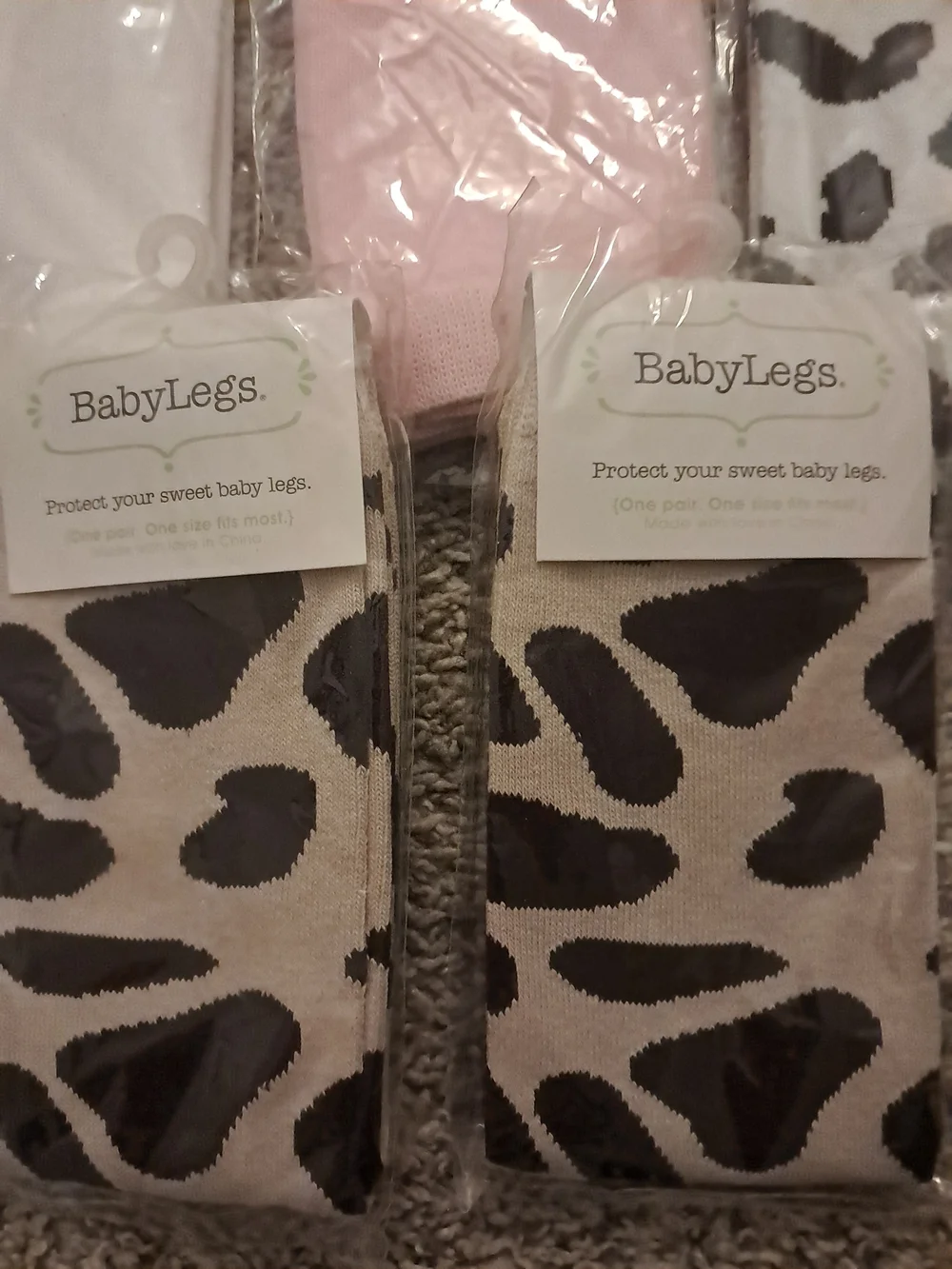 BabyLegs Baby Leg Warmers - White, Pink & Black Cow Print (5 Pack)